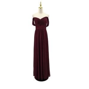 AW BRIDAL 14 1X plus burgundy prom wedding formal party maxi dress NEW B125